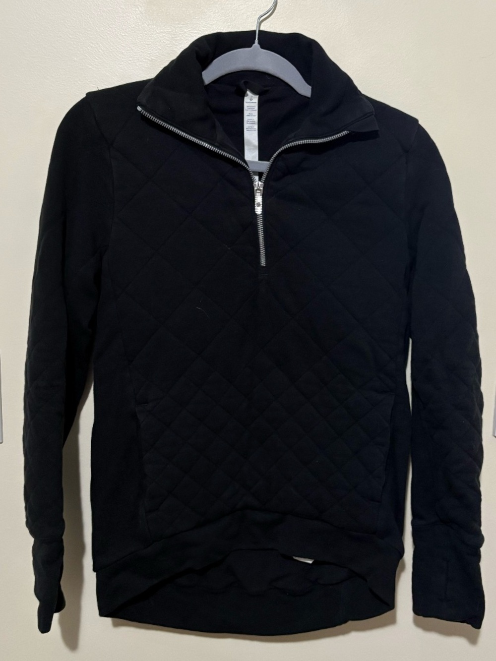 Lululemon Quilted Quarter 1/4 Zip Pullover in Black Size 2